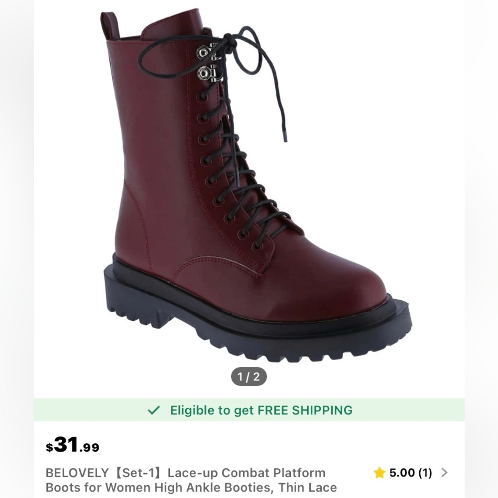 Brand new Side Zip Lace- up Combat Boots! Size 6 1/2